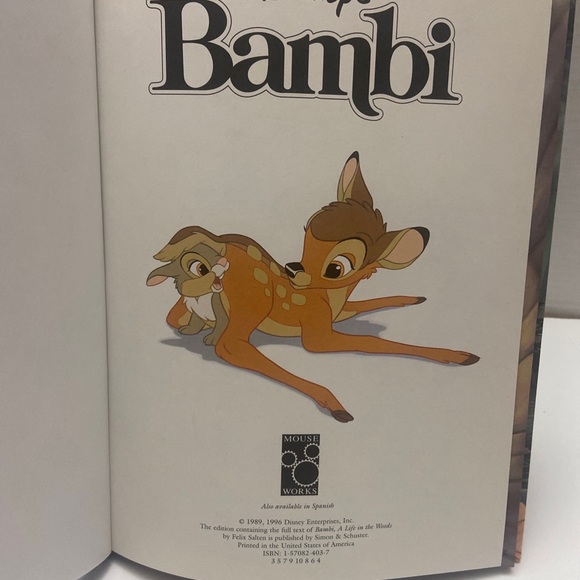 Disney's Classic Storybook Collection Bambi 1996 Hardcover Book Mouse Works - Picture 9 of 11